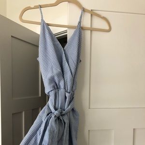 navy & white striped jumpsuit